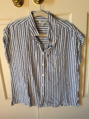 Orvis Women's Blue & White Striped Short-Sleeve Button Shirt